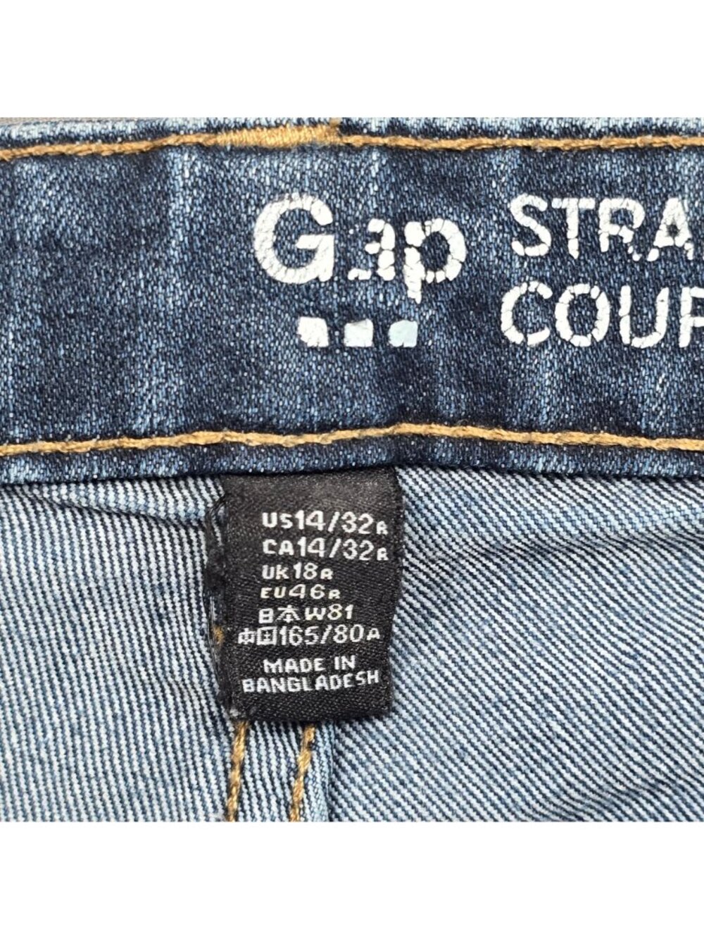 Gap Womens Straight Cuff Jeans Size 14/32 Regular Light Wash Denim Stretch - Picture 2 of 7